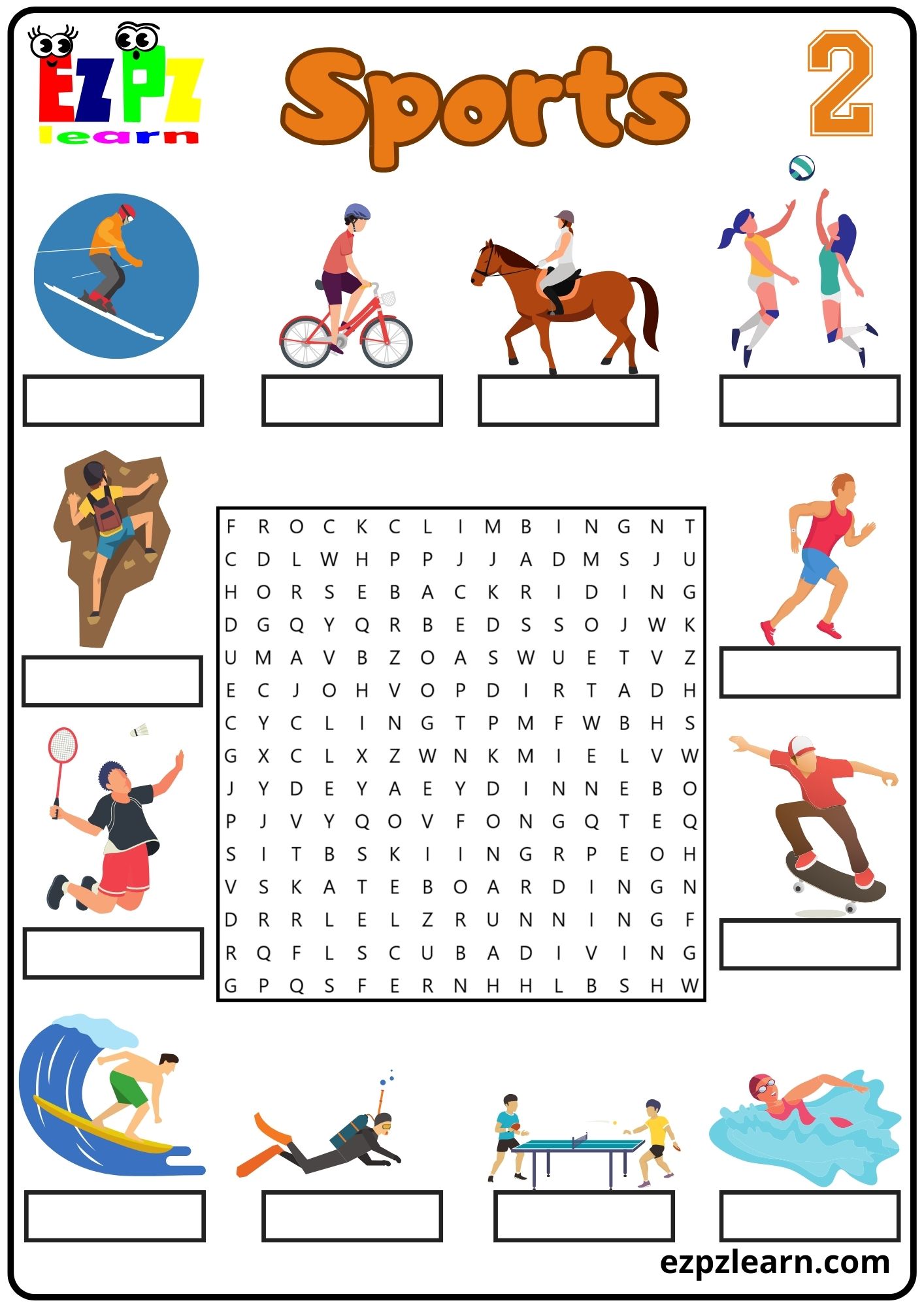 Sports Vocabulary Word Search And Write The Words Activity For Home ...